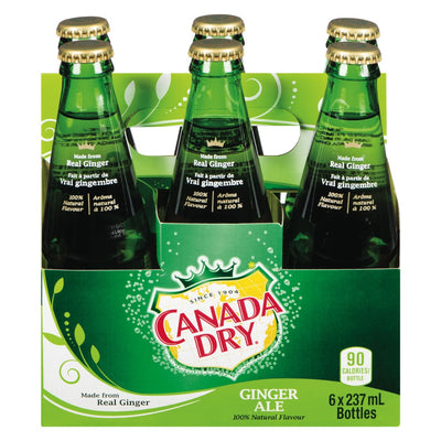 Canada Dry Ginger Ale Glass Bottle, 6 x 237mL