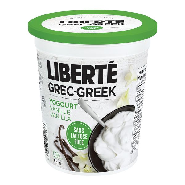 Liberté Greek Lactose Free 0% Vanilla Yogurt, 750 g