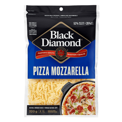 Black Diamond Pizza Mozzarella Shredded Cheese, 320 g