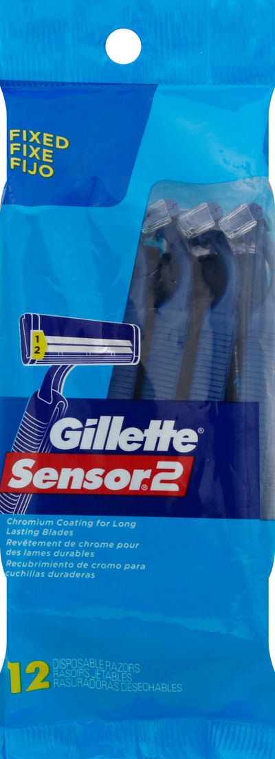 Gillette Sensor 2 Disposable Razors, 12 count