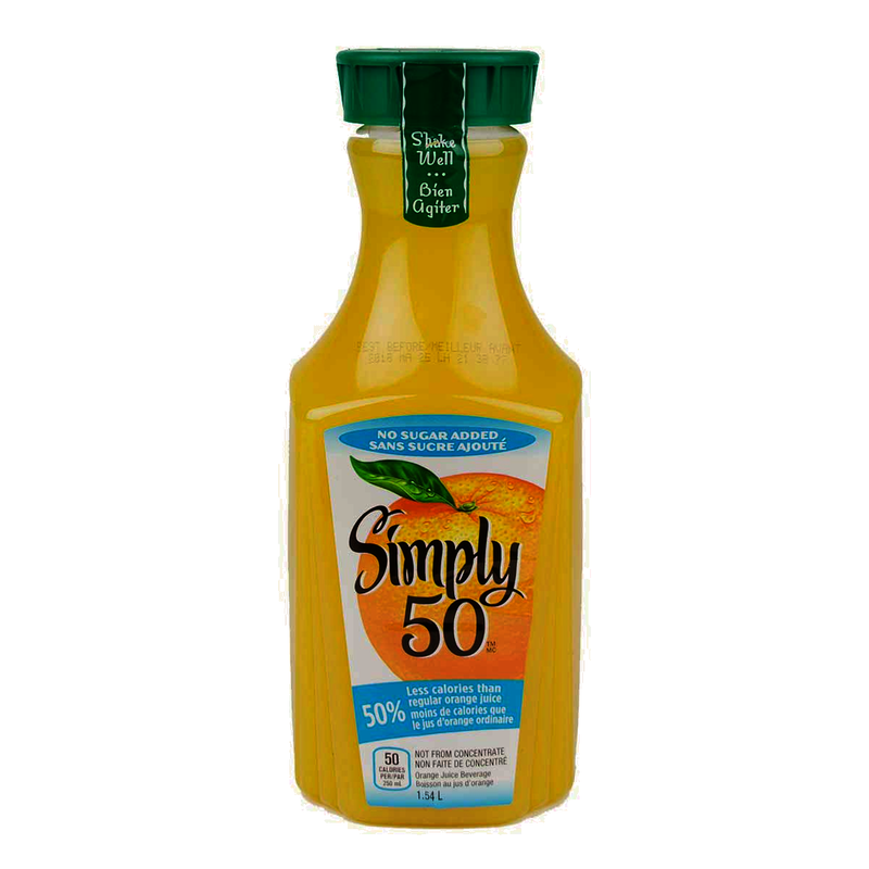 Simply 50 No Sugar Added Orange Juice, 1.54 l