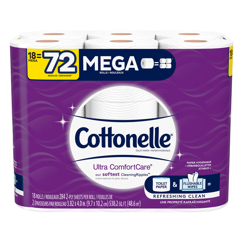Cottonelle Ultra ComfortCare Mega Rolls 2-Ply Toilet Paper, 18 rolls