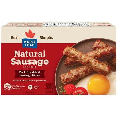 Maple Leaf Fully Cooked Pork Breakfast Sausages, 300 g
