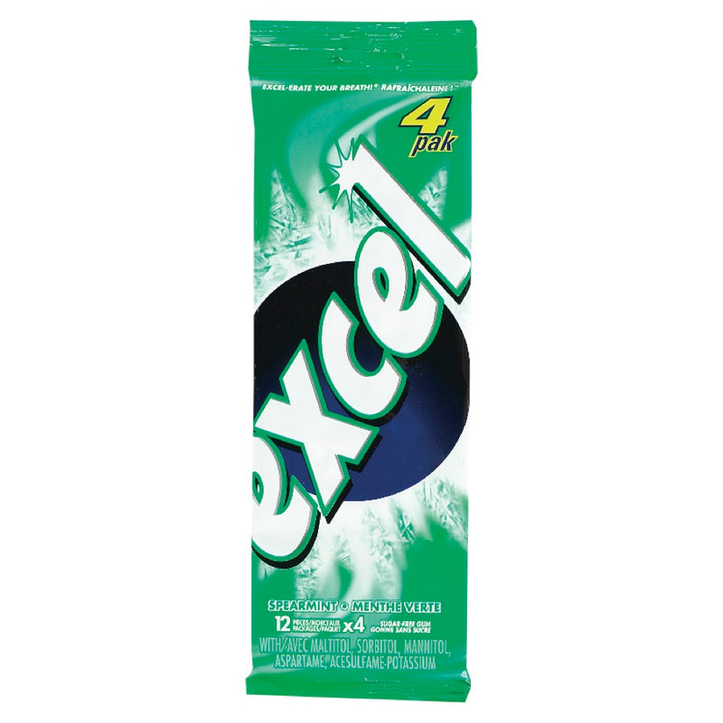 Excel Sugar Free Spearmint Gum, 4 x 12 pieces