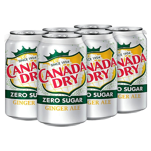 Canada Dry Zero Sugar Ginger Ale Mini Cans, 6 x 222 mL