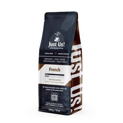 Just Us! Whole Bean Organic Fair Trade French Hand Roasted Coffee, 340 g