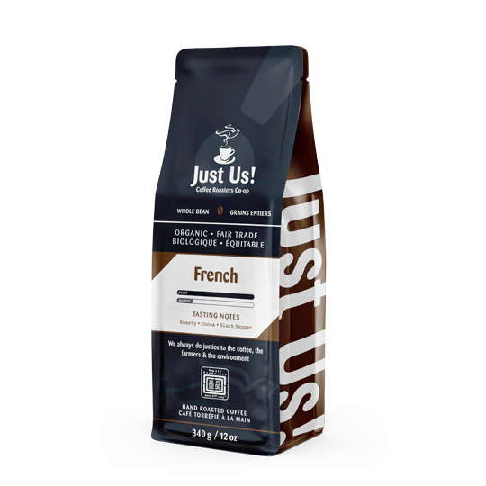 Just Us! Whole Bean Organic Fair Trade French Hand Roasted Coffee, 340 g