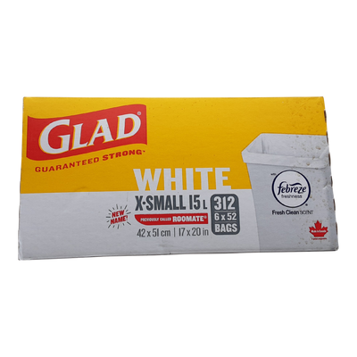 Glad White X-Small Trash Bags, 312 ct