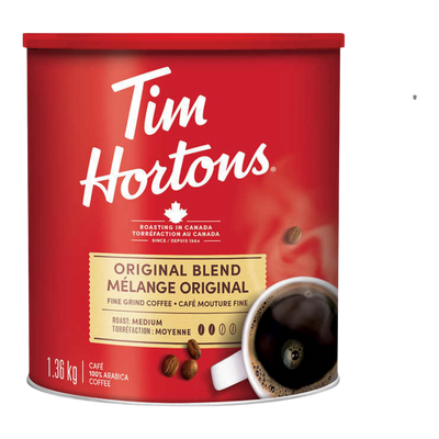 Tim Hortons Fine Grind Medium Roast Original Blend Coffee, 1.36 kg