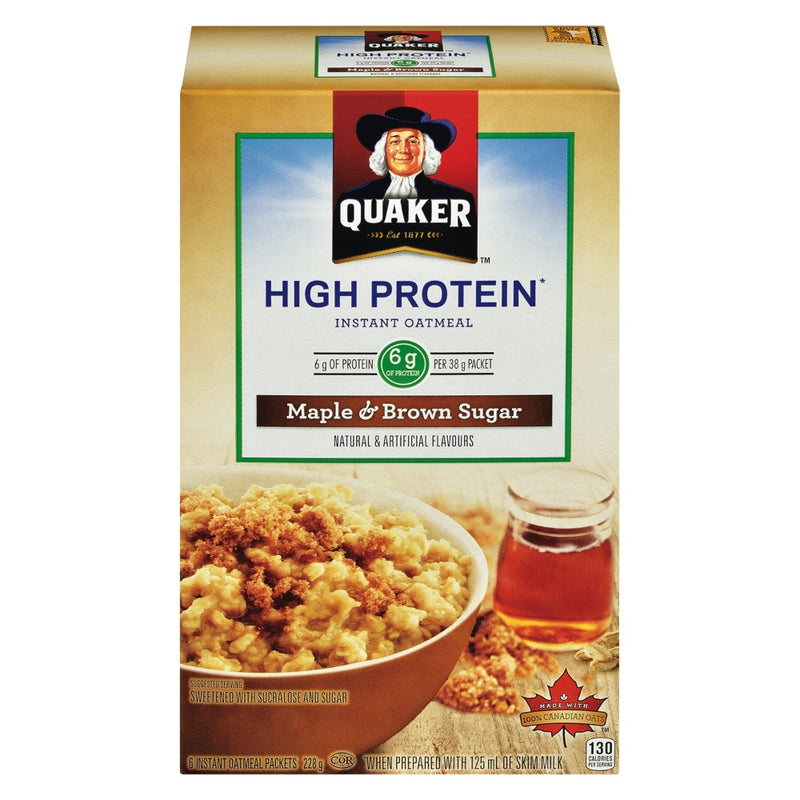 Quaker High Protein Maple & Brown Sugar Instant Oatmeal, 228 g
