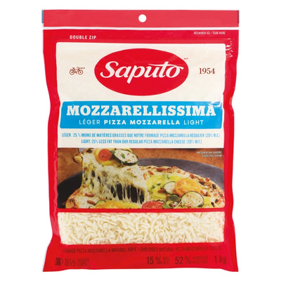 Saputo Shredded Cheese Mozzarellissima Light, 320 g