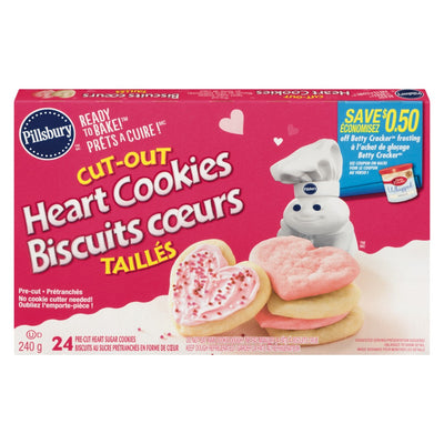 Pillsbury Cut-Out Heart Sugar Cookies, 240 g, 24 ct