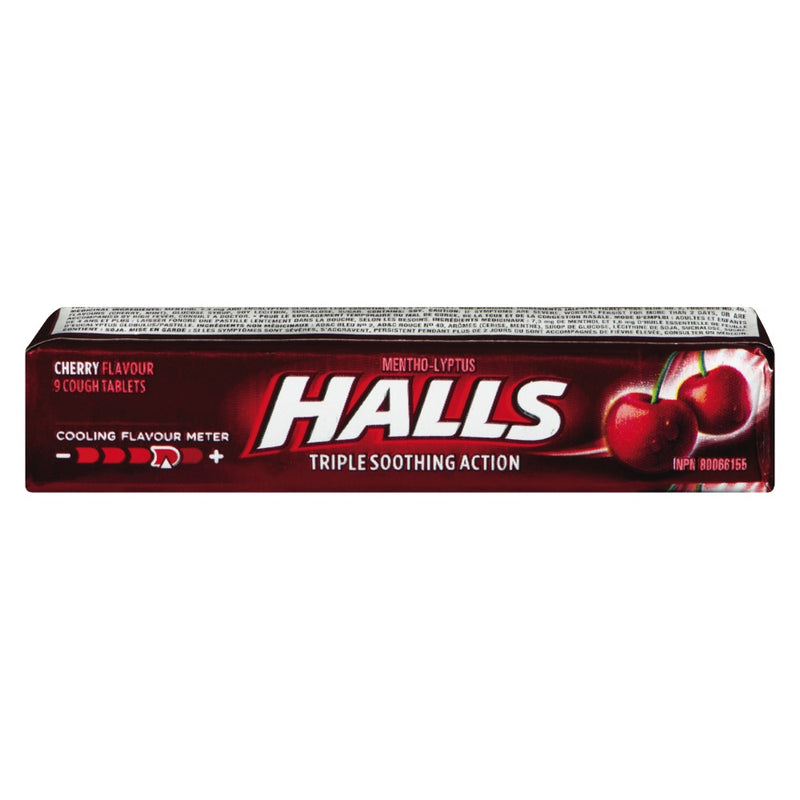 Halls Cherry Triple Soothing Action Cough Drops, 9 ct