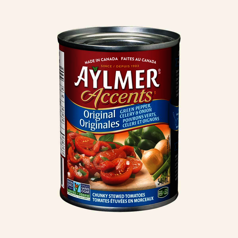 Aylmer Accents Original Green Pepper Celery & Onion Chunky Stewed Tomatoes, 540 mL