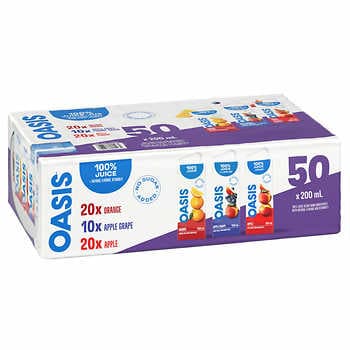 Oasis Variety Pack Juice Boxes, 50 x 200 mL