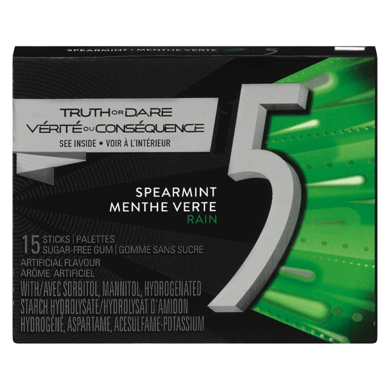 5 Spearmint Rain Gum, 15 pieces
