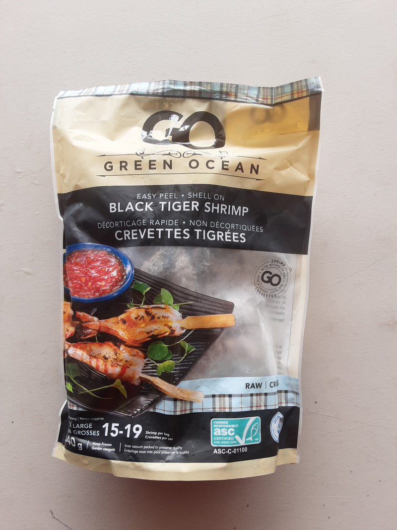 GREEN OCEAN RAW BLACK TIGER SHRIMP, 340g