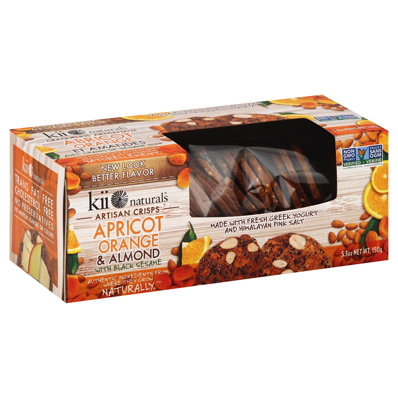 Kii Naturals Artisan Apricot Orange & Almond with Black Sesame Crisps, 150 g
