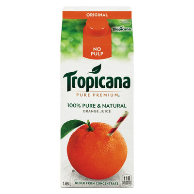 Tropicana Pure Premium 100% Pure & Natural Orange Juice No Pulp, 1.65 l