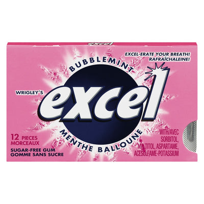 Excel Sugar-Free Bubblemint Gum, 12 pieces