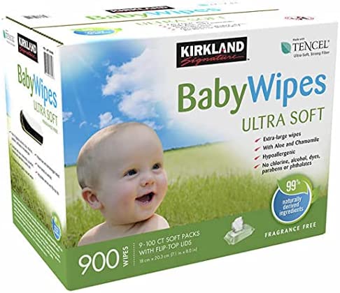 Kirkland Signature Baby Wipes, 9 x 100 ct