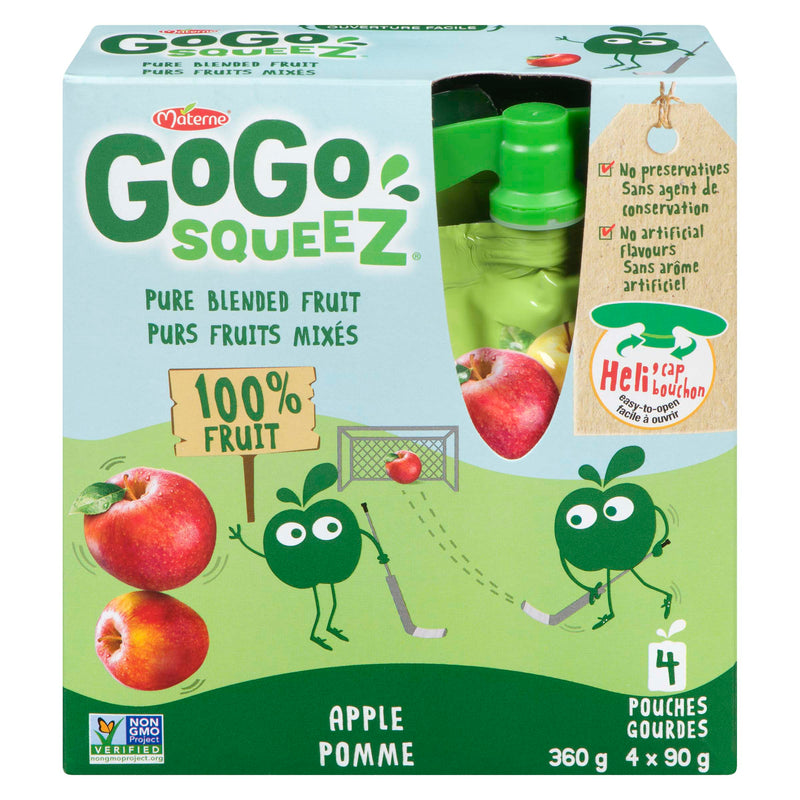 GoGo Squeez No Sugar Added Apple Apple Fruit Sauce Pouches, 4 x 90 g