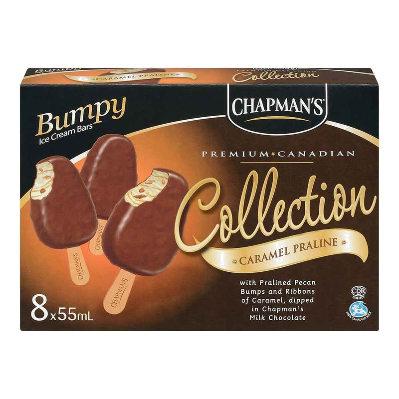Chapman's Premium Canadian Collection Caramel Praline Bars, 8 x 55 mL