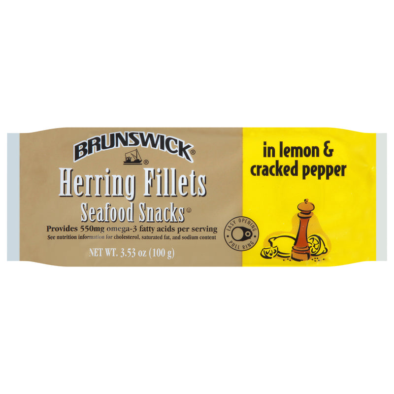Brunswick Seafood Snacks Boneless Herring Fillets In Lemon & Cracked Pepper, 100 g, 100 g