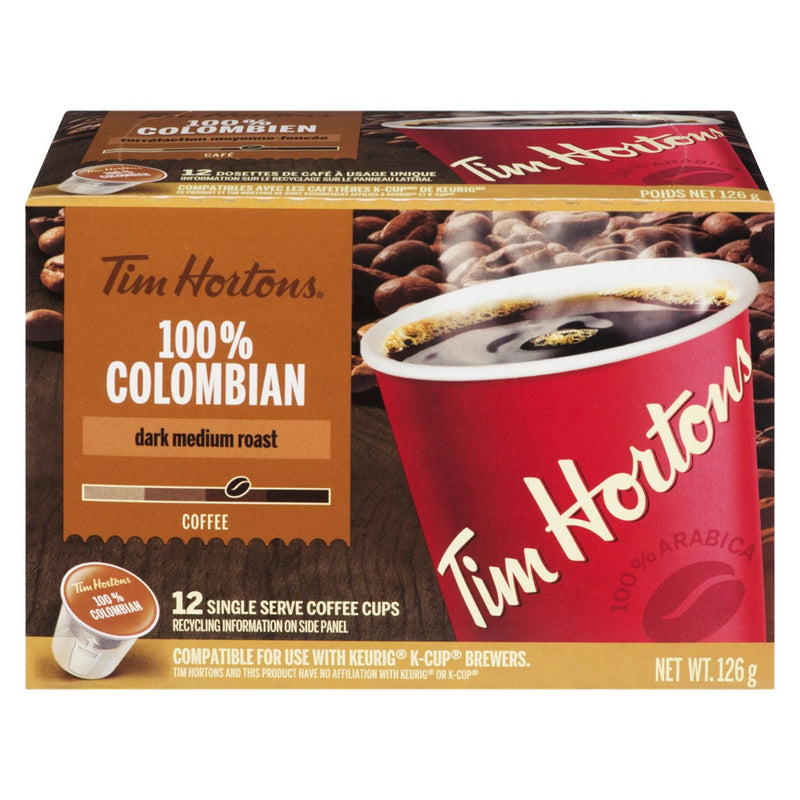 Tim Hortons 100% Colombian Coffee, 126g  (12ct)