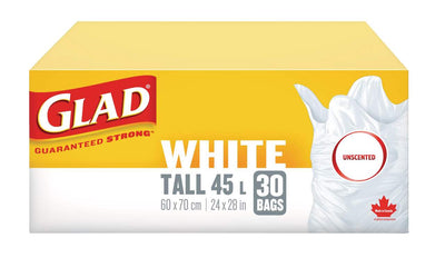 Glad White Tall Trash Bags, 20 ct