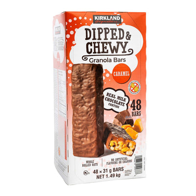 KIRKLAND SIGNATURE DIPPED & CHEWY CARAMEL GRANOLA BARS, 1.49 kg