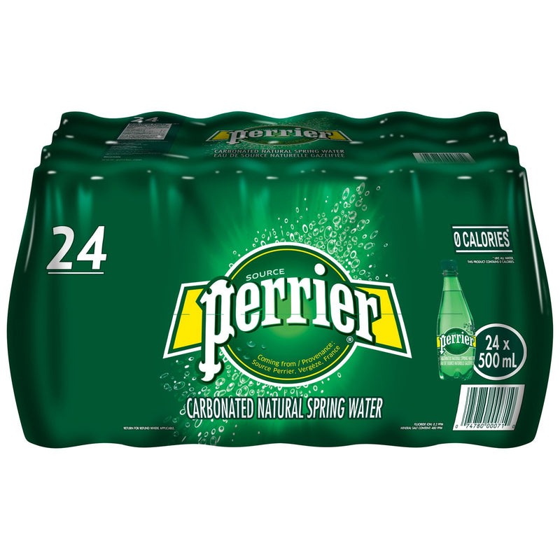 Perrier Carbonated Natural Spring Water, 500 mL, 24 ct