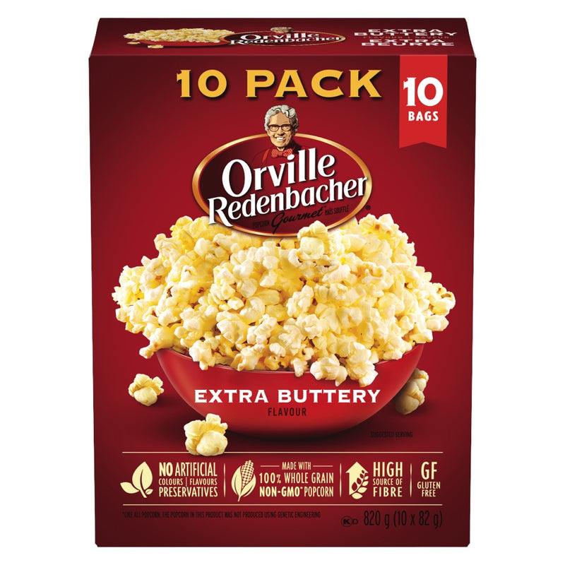Orville Redenbacher Microwave Popcorn Extra Buttery, 820g  (10 x 82g)