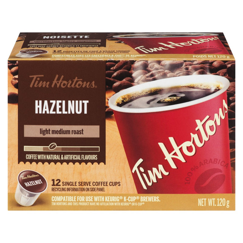 Tim Hortons Hazelnut Light Medium Roast Coffee, 120g  (12ct)