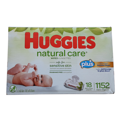Huggies Natural Care Baby Wipes For Sensitive Skin, 18 x 64 ct