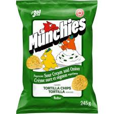 Munchies Sour Cream & Onion Tortilla Chips, 245 g