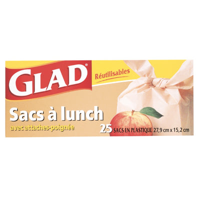 Glad Plastic Lunch Sacks with Fastening Handles, 25 ct