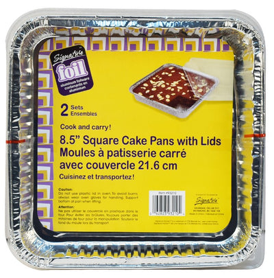 Signature Foil 8.5 Square Cake Pans With Lids, 2 ct