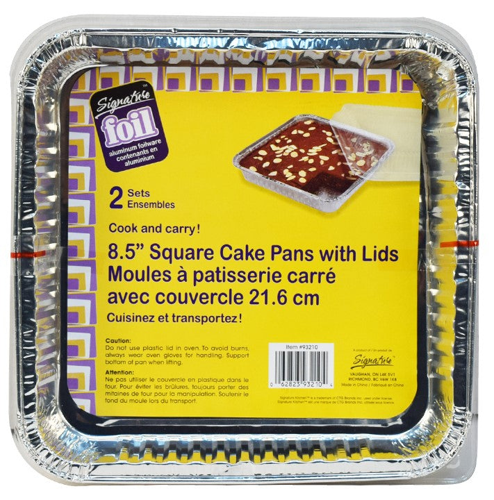 Signature Foil 8.5 Square Cake Pans With Lids, 2 ct