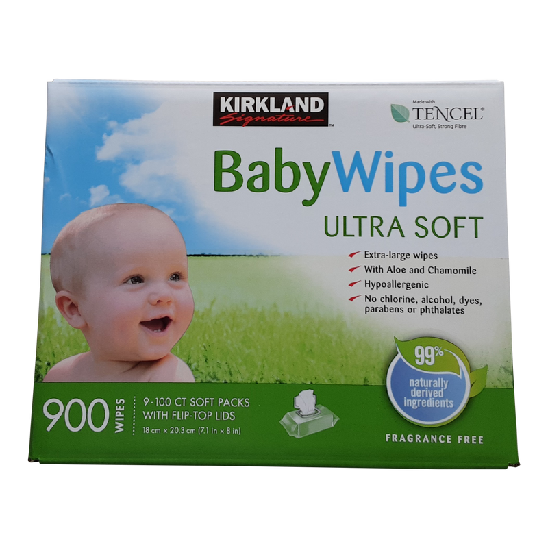 Kirkland Signature Ultra Soft Baby Wipes, 9 x 100 ct