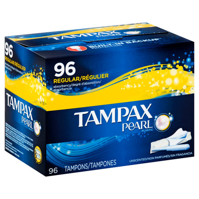Tampax Plastic Regular Absorbency Unscented Tampons, 96 tampons
