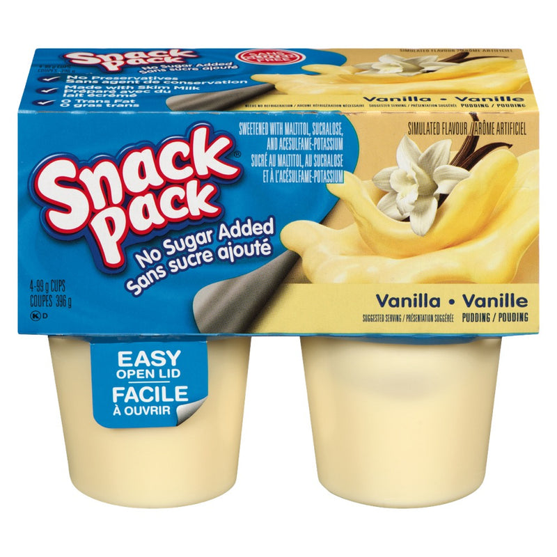 Snack Pack No Sugar Added Vanilla Pudding, 396 g   (4 x 99 g)