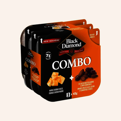 Black Diamond Marble Cheddar Cheese + Sea Salted Roasted Almonds & Dried Cranberries Snack, 3 x 43g