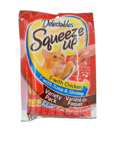 Delectables Squeeze Ups Chicken & Tuna & Shrimp Variety Pack, 10 x 14 g