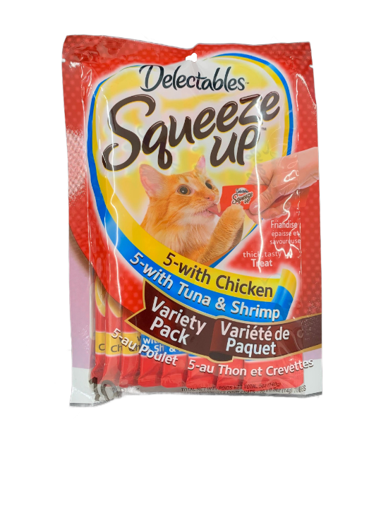 Delectables Squeeze Ups Chicken & Tuna & Shrimp Variety Pack, 10 x 14 g