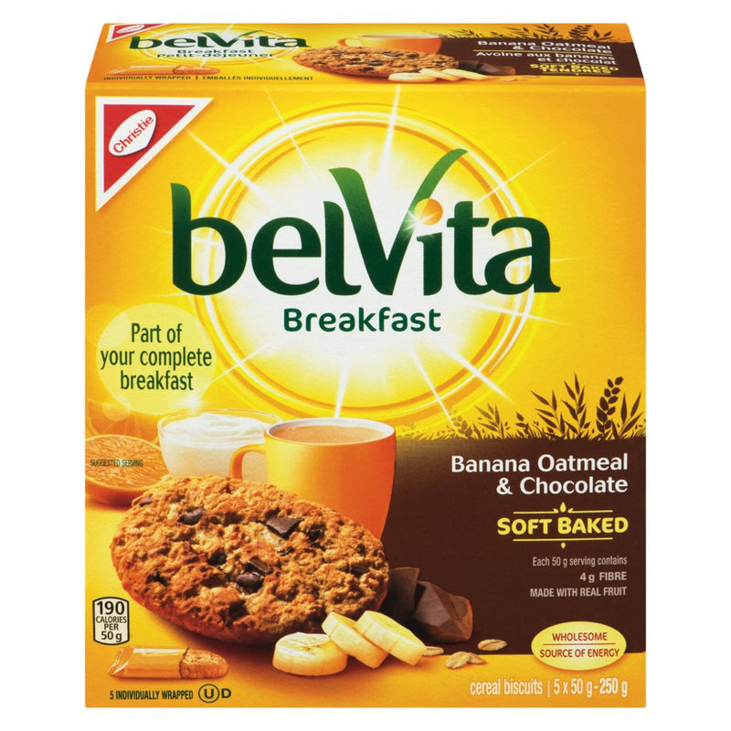 Belvita Banana Oatmeal & Chocolate Soft Bakes Cookies, 50 g, 5 ct