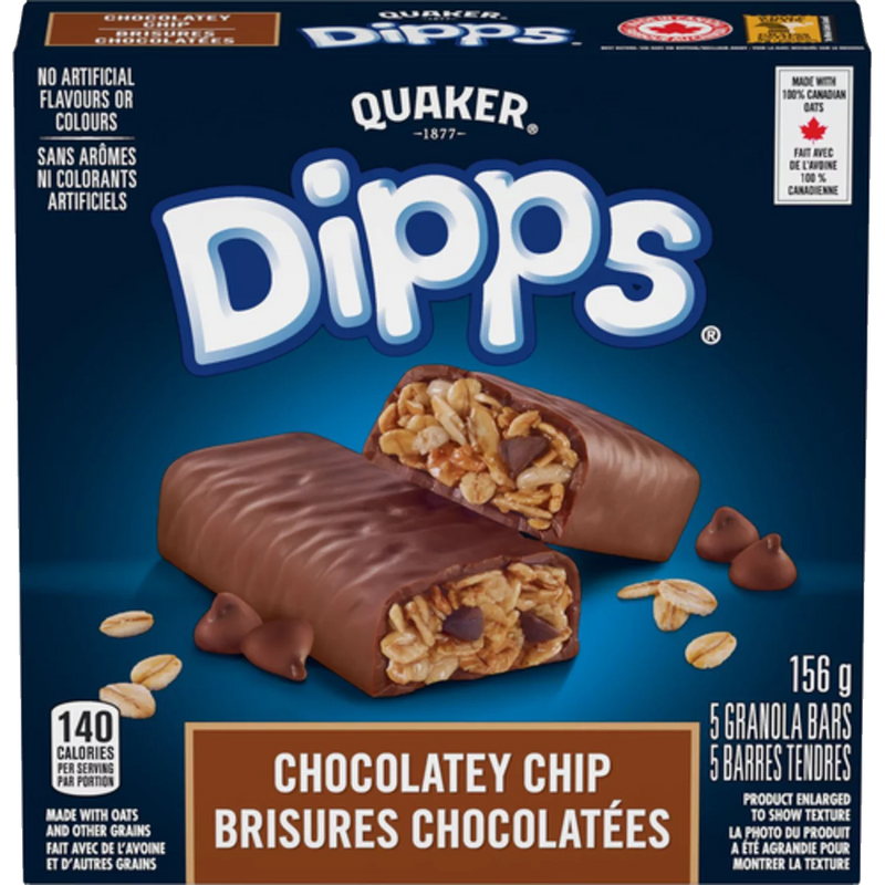 Quaker Dipps Chocolate Chip Granola Bars, 156 g