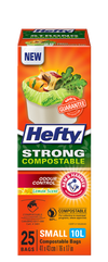 HEFTY STRONG COMPOSTABLE GARBAGE BAGS, 25pk