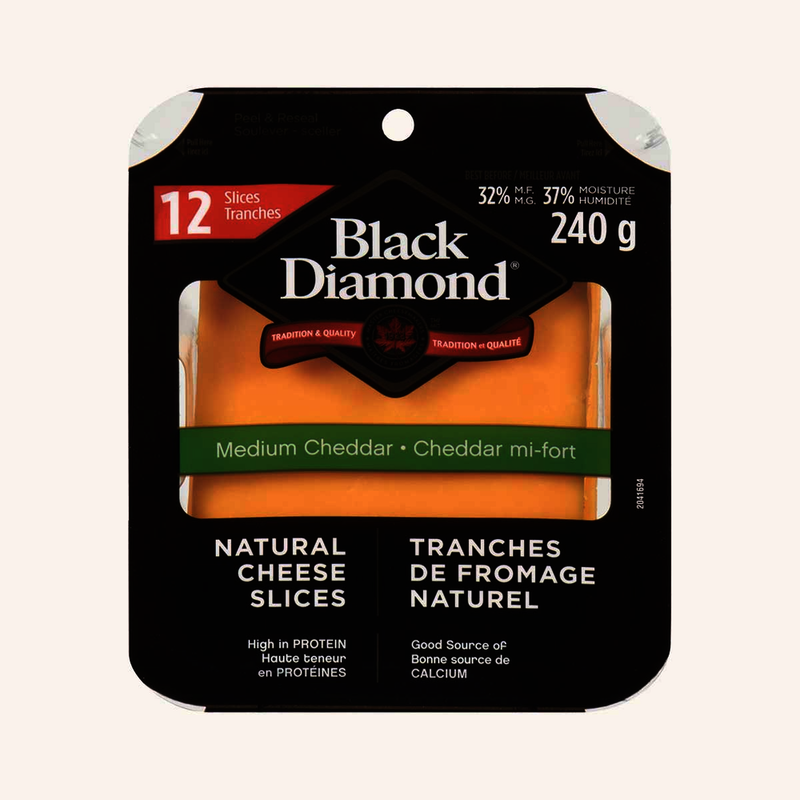 Black Diamond Medium Cheddar Slices, 240g