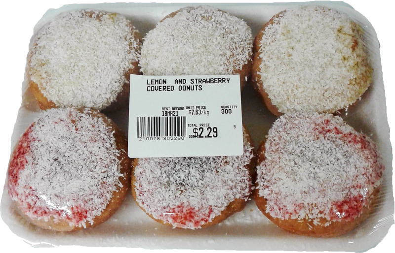 Lemon & Strawberry Covered Donuts, 6 pk